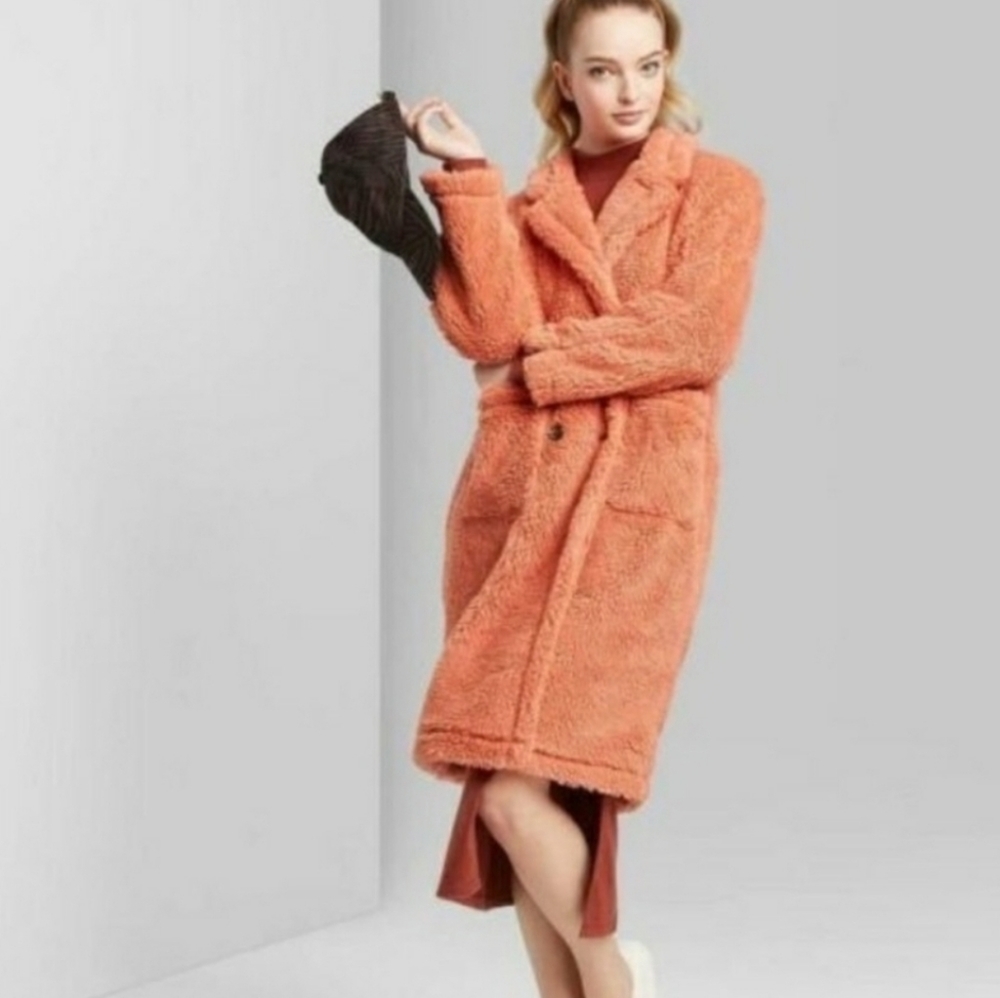 NWOT Wild Fable Shetland Apricot/Orange Pea Coat
